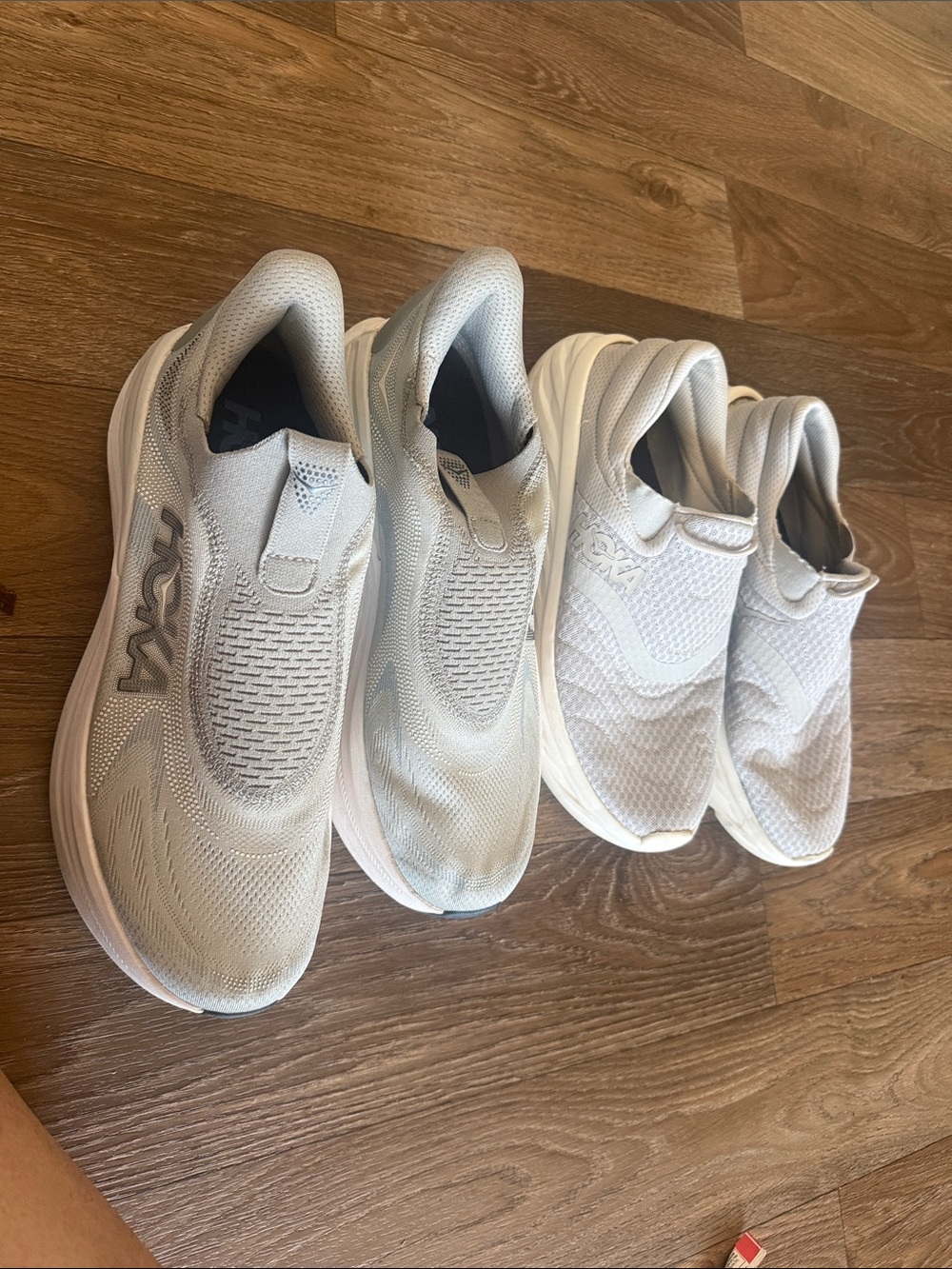 Hoka Men's White Slip-On Athletic Shoes - Lightweight Mesh sizes are 12D and 12